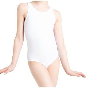NWT Capezio The Dancemaker Youth Girls Tank Leotard White Large 12